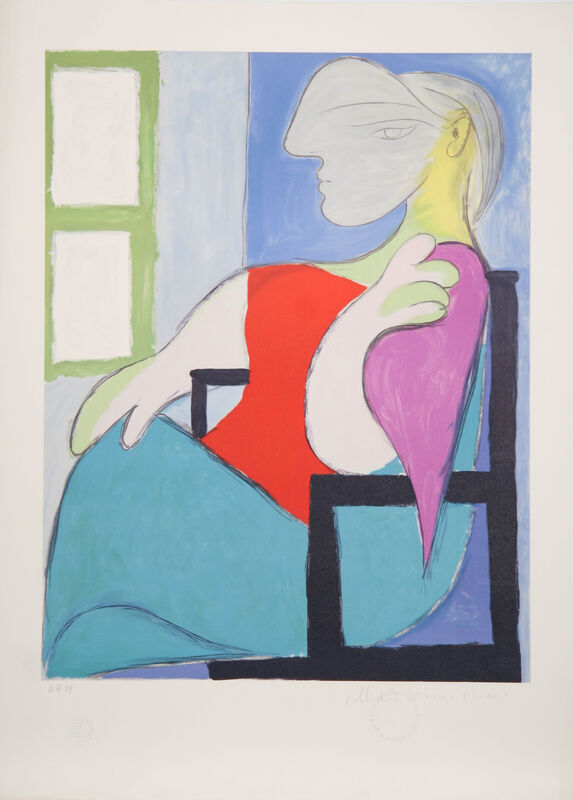 Pablo Picasso, ‘Femme Assise Pres d'Une Fenetre, 5-D’, 1979-1982, Print, Lithograph on Arches, RoGallery
