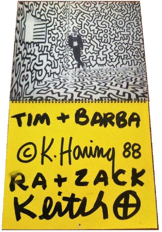 Keith Haring, ‘"To Timothy Leary", 1988, Keith Haring Calendar, Signed / Addressed to Timothy Leary and family,  Estate of Timothy Leary. ’, 1988, Drawing, Collage or other Work on Paper, Marker (black) on paper, VINCE fine arts/ephemera