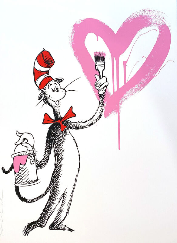 Mr. Brainwash, ‘The Cat and The Heart (Pink)’, 2020, Print, Silkscreen, Georgetown Frame Shoppe