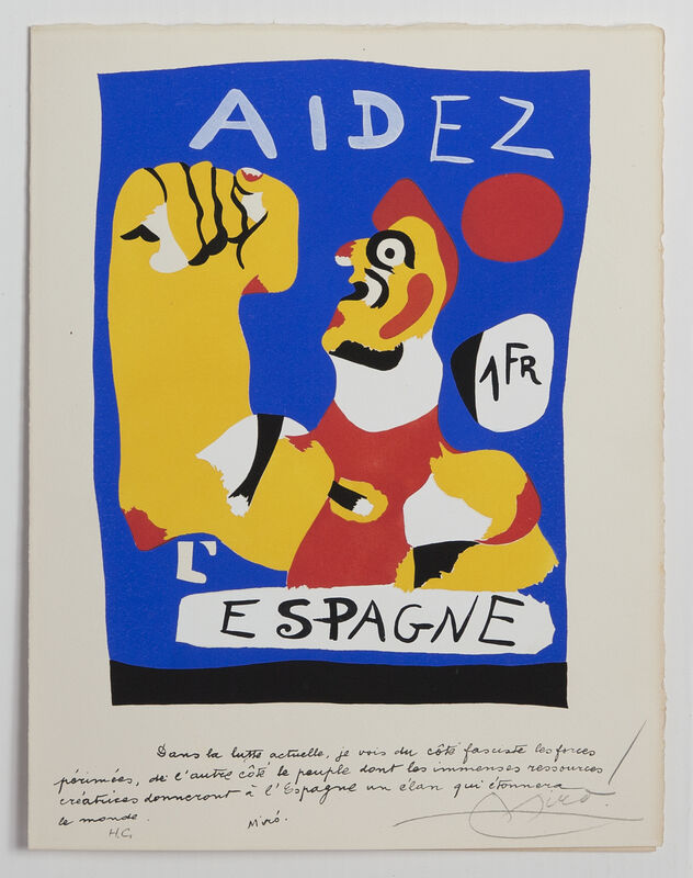 Joan Miró, ‘Aidez L'Espagne (Help Spain)’, 1937, Print, Pochoir in colors on paper, Hill-Stone, Inc.