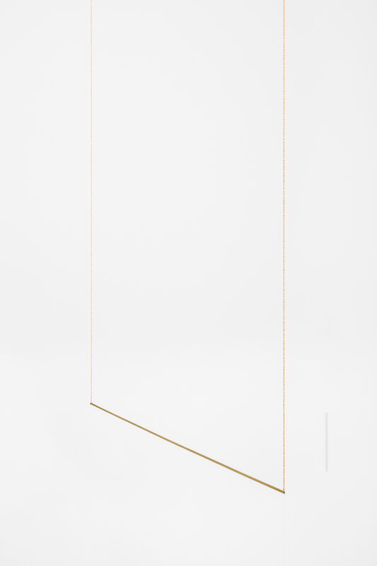 Jong Oh, ‘Line Sculpture (cuboid) #31’, 2019, Sculpture, String, paint, fishing line, steel rods, brass rods, gold chain, black chain, Lora Reynolds Gallery