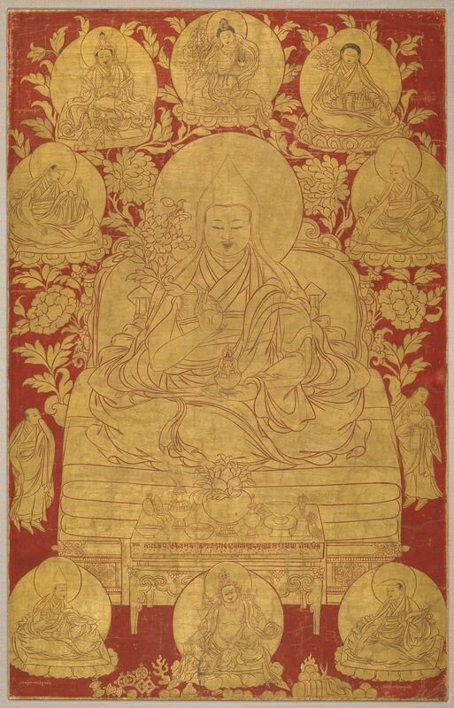 ‘The Fifth Dalai Lama with Previous Incarnations’, 18th century, Painting, Pigments on cloth, Rubin Museum of Art