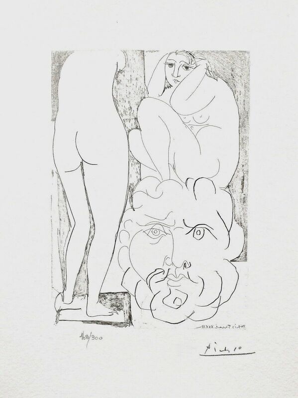 Pablo Picasso, ‘Crouching Model Nude & Sculptured Head’, 1990, Reproduction, Lithograph on wove paper, Art Commerce