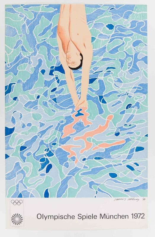 David Hockney, ‘OLYMPIC GAMES ART POSTER’, 1970, Print, Heavy wood free paper, Arts Limited