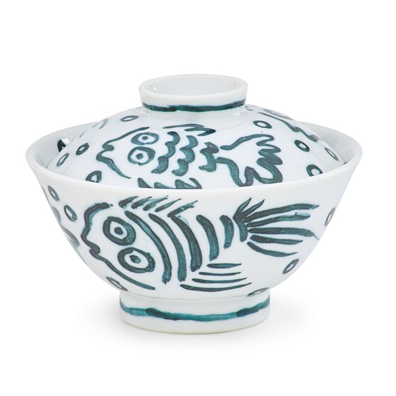 Keith Haring, ‘Untitled (Pop Shop Tokyo, Rice Bowl)’, 1987, Design/Decorative Art, Unique ceramic bowl and lid painted in dark teal with glaze, Rago/Wright/LAMA