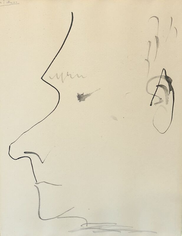 Pablo Picasso, ‘Profil d'homme (recto); Deux hommes de profil (verso)’, ca. 1900, Drawing, Collage or other Work on Paper, Pen & ink on paper, Eye For Art Houston