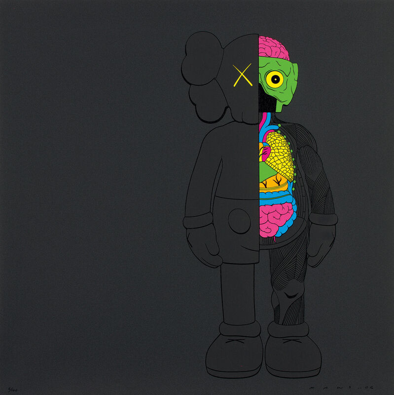 KAWS, ‘DISSECTED COMPANION (BLACK)’, 2006, Print, Screenprint in colors, on wove paper, the full sheet., Phillips