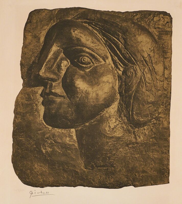 Pablo Picasso, ‘Tête de Femme (Marie-Thérèse)’, 1958, Print, Lithograph and Collotype in Gold and Brown (framed), Rago/Wright/LAMA