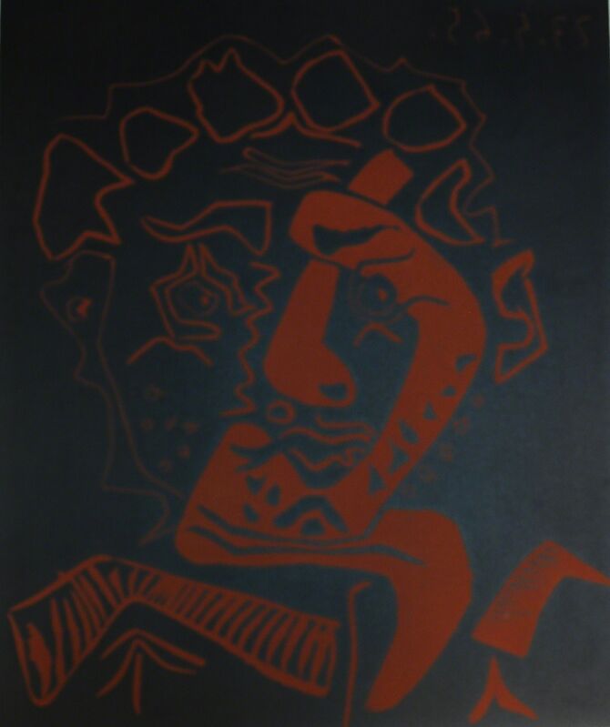 Pablo Picasso, ‘Head Actor - The Dancer (Tete D'Histrion- Le Danseur)’, 1965, Print, Linoleum cut printed in black and red, Baterbys