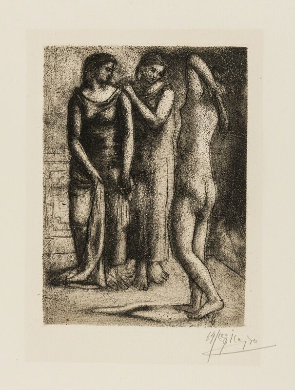 Pablo Picasso, ‘Deux Femmes regardant un modele nu (Bloch 57; Baer 102 Vla)’, 1923, Print, Etching, Forum Auctions