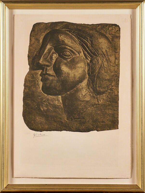 Pablo Picasso, ‘Tête de Femme (Marie-Thérèse)’, 1958, Print, Lithograph and Collotype in Gold and Brown (framed), Rago/Wright/LAMA
