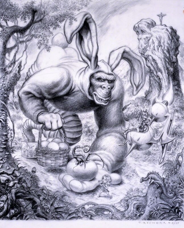 Todd Schorr, ‘Ape Allegory’, 2009, Drawing, Collage or other Work on Paper, Graphite on vellum, KP Projects