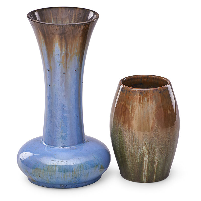 Fulper Pottery, ‘Tall Flaring Vase And Short Ovoid Vase, Flambé Glazes, Flemington, NJ’, 1910s-20s, Design/Decorative Art, Rago/Wright/LAMA