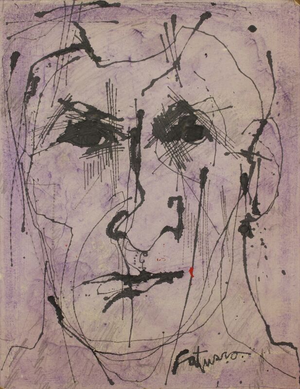 Louis Catusco, ‘Portrait - Self?’, Unknown, Mixed Media, Mixed media on masonit, Addison Rowe Gallery