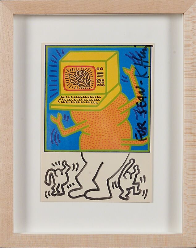 Keith Haring, ‘Untitled (card)’, Print, Lithograph in colors with marker drawing (framed), Rago/Wright/LAMA