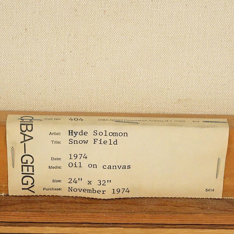 Hyde Solomon, ‘Snow Field (Poindexter Gallery) ’, 1974, Painting, Oil on Canvas (Signed, Dated & Framed) - w/Poindexter Gallery label and Ceiba-Geigy Corporate Art Collection labels verso., Alpha 137 Gallery