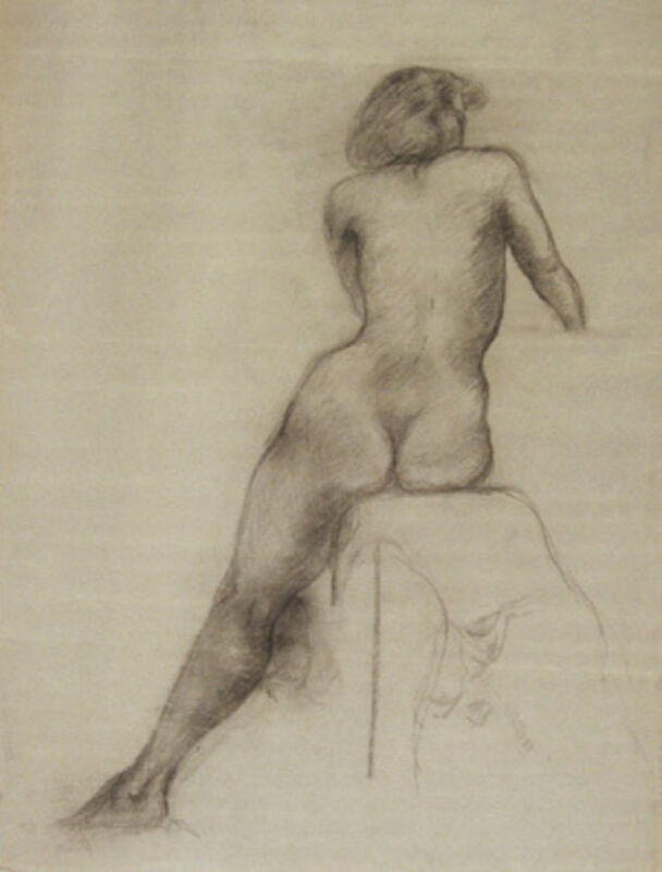 John Steuart Curry, ‘Study of Seated Female Nude ’, Drawing, Collage or other Work on Paper, Charcoal, Kiechel Fine Art