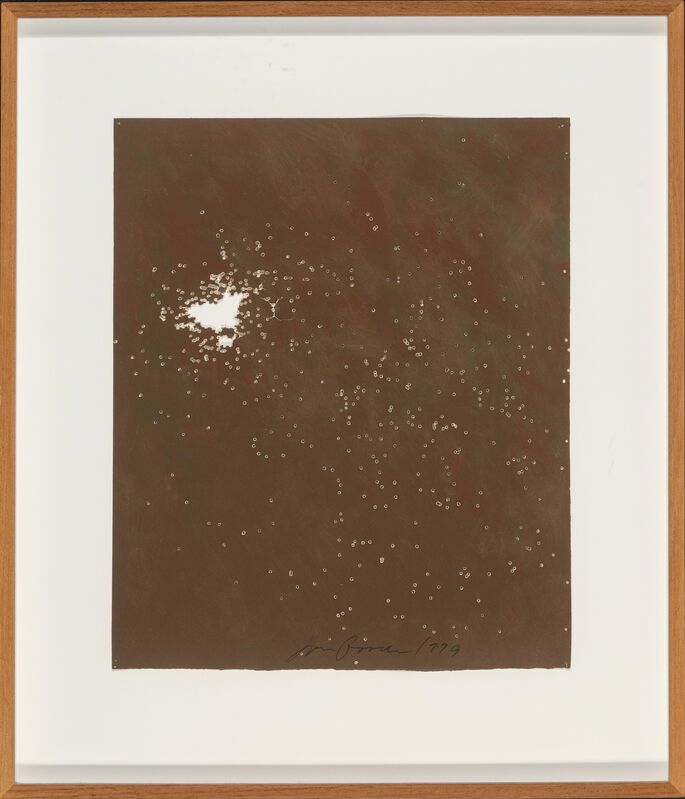 Joe Goode, ‘Untitled (from Shotgun series) (brown)’, 1979, Other, Oil pastel on paper with gunshot holes, Heritage Auctions