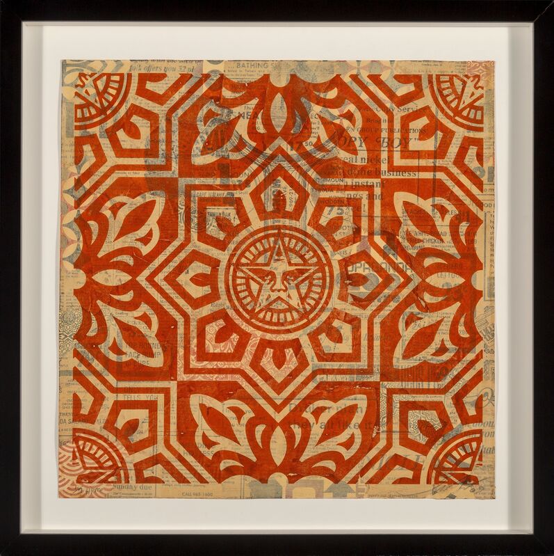 Shepard Fairey, ‘Venice Pattern (Red)’, 2009, Mixed Media, Screenprint with collage in colors on paper, Heritage Auctions