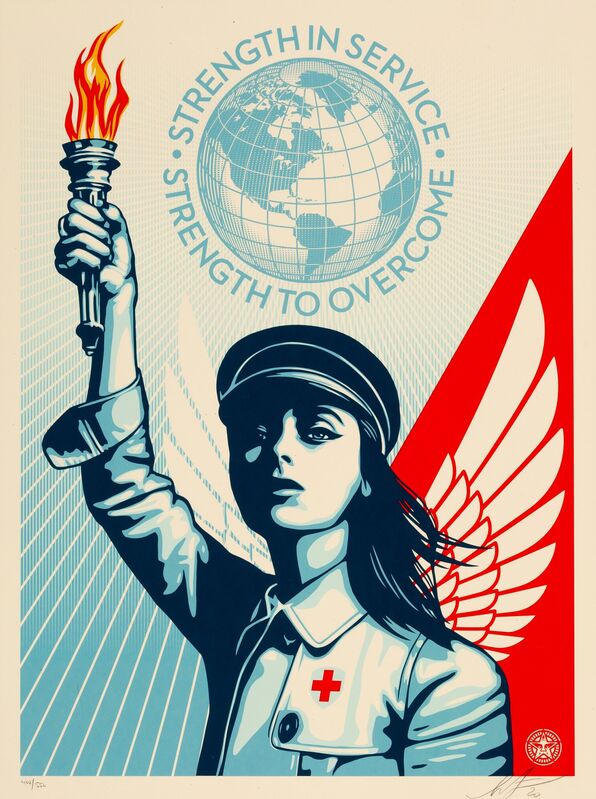Shepard Fairey, ‘Angel of Hope’, 2020, Print, Screenprint in colors on speckled cream paper, Heritage Auctions