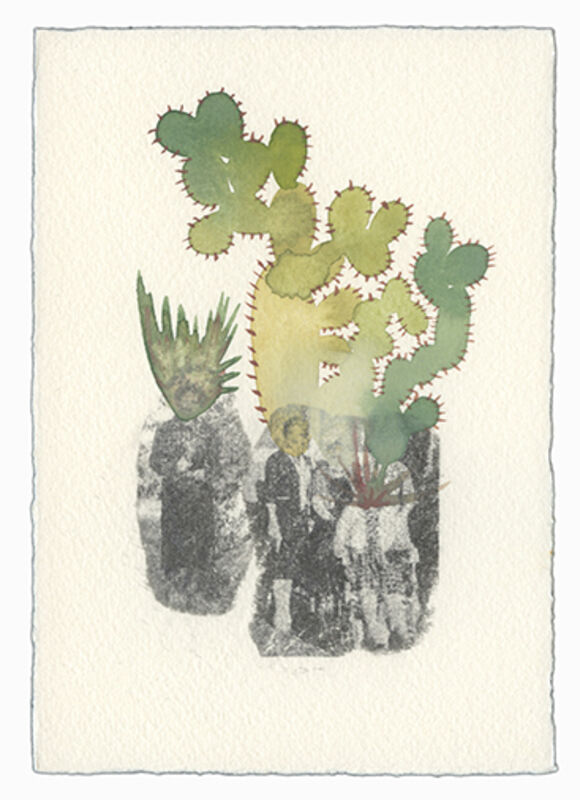 Ashley Mistriel, ‘Blending In (Cactus People 7)’, 2016, Drawing, Collage or other Work on Paper, Xerox transfer and gouache on handmade paper, Open Mind Art Space