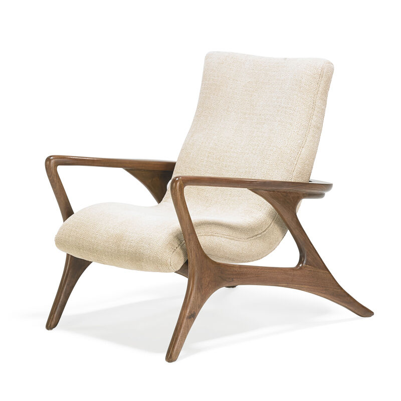 Vladimir Kagan, ‘Contour lounge chair, USA’, Design/Decorative Art, Sculpted walnut, upholstery, Rago/Wright/LAMA