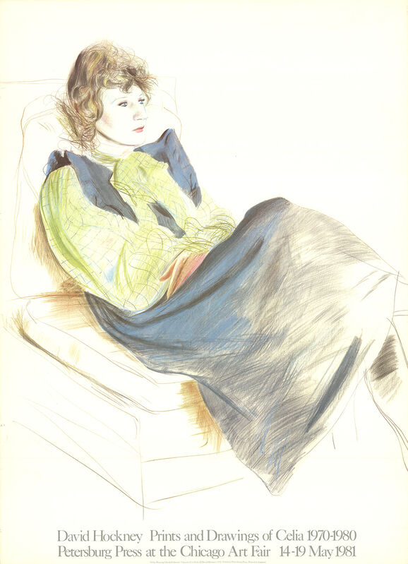 David Hockney, ‘Celia Wearing Checkered Sleeves’, 1981, Ephemera or Merchandise, Stone Lithograph, ArtWise