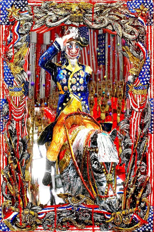 Federico Solmi, ‘The Liberator (George Washington)’, 2017, Video/Film/Animation, Hand painted 24 x 16 in. frame with acrylic and gold leaf on plexi and wood LED screen, digital animatio, Luis De Jesus Los Angeles