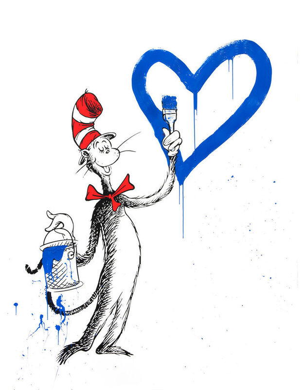 Mr. Brainwash, ‘The Cat and The Heart (Dark Blue)’, 2020, Print, Silkscreen, Liss Gallery