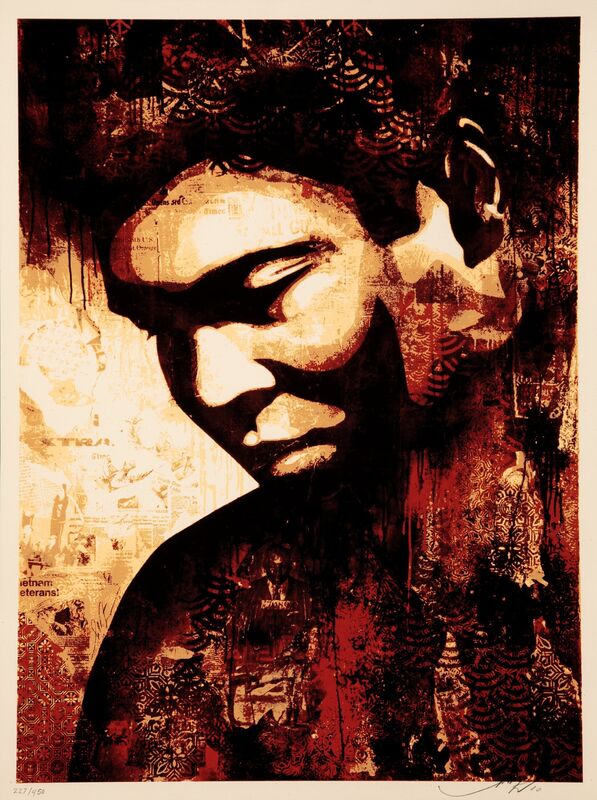 Shepard Fairey, ‘Ali Canvas’, 2010, Print, Screenprint in colors on speckled cream paper, Heritage Auctions