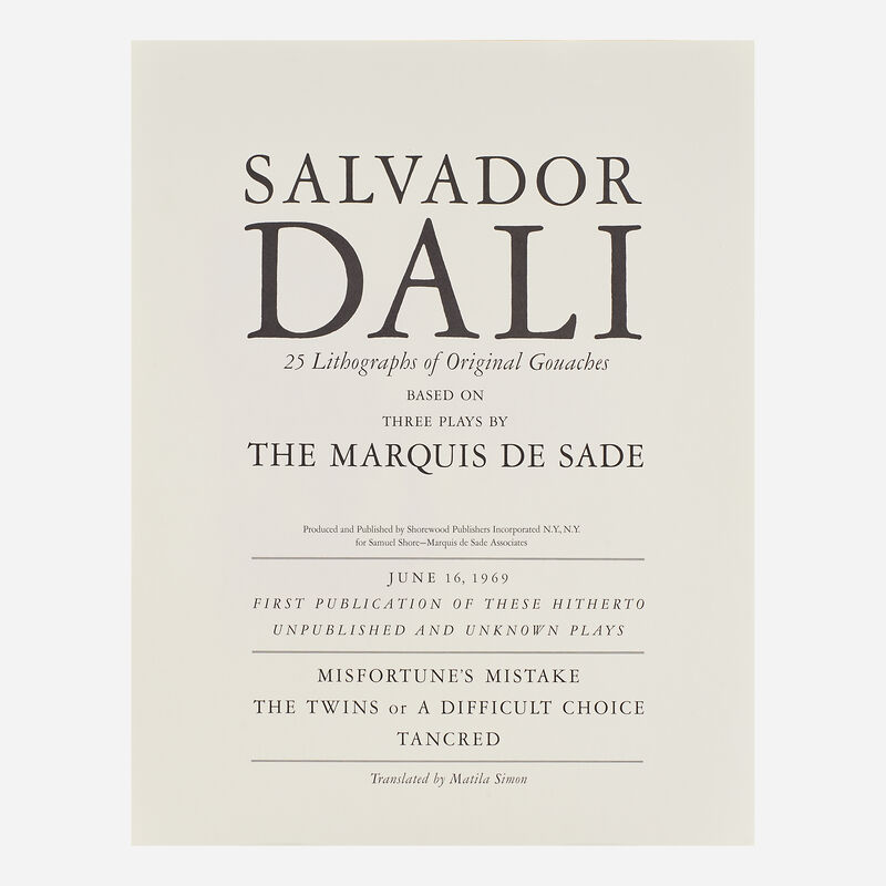 Salvador Dalí, ‘The Marquis de Sade’, 1969, Print, Twenty-five lithographs in colors on paper (in cloth portfolio), Rago/Wright/LAMA