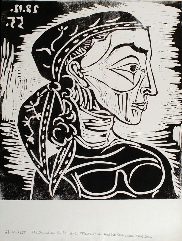 Pablo Picasso, ‘Profil de Jacqueline au Foulard’, 1955, Linocut printed in black, Frederick Mulder