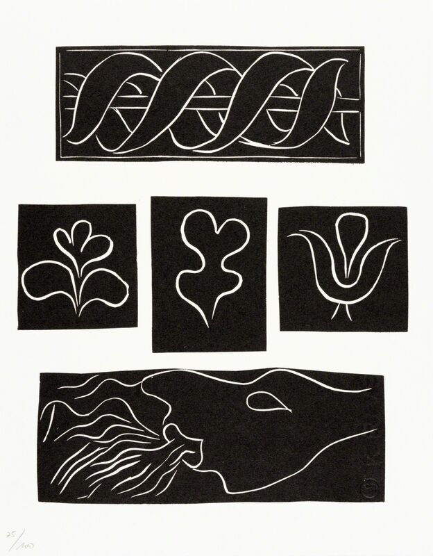 Henri Matisse, ‘ORNEMENTS, BANDEAUX ET CULS-DE-LAMPE (Variant XI)’, 1944, Print, Original linocut printed in black ink on white Rives wove paper., Christopher-Clark Fine Art