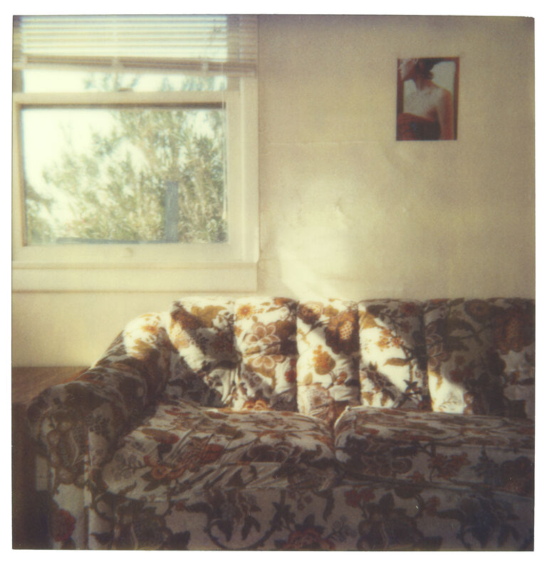 Stefanie Schneider, ‘Orange Flowered Couch (29 Palms, CA) ’, 1999, Photography, Digital C-Print, based on a Polaroid, not mounted., Instantdreams
