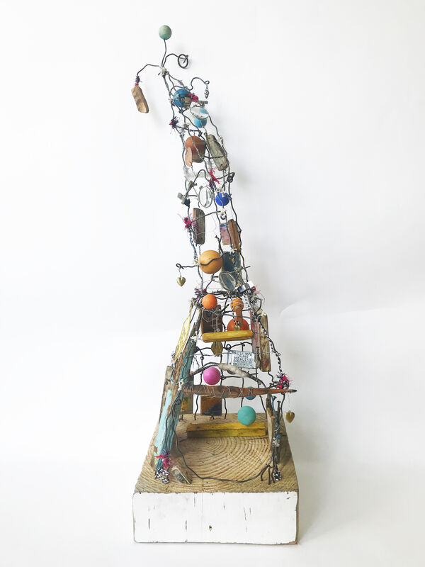 Robin Howard, ‘Shelter II’, 2020, Sculpture, Encaustic, wire, wood, oil crayon, glass, fiber, found objects, Miller Gallery Charleston