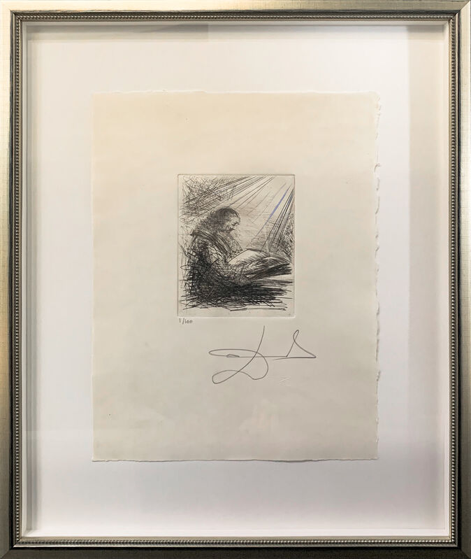 Salvador Dalí, ‘Faust Reading’, 1968-1969, Drawing, Collage or other Work on Paper, Original etching with roulette on Japon, Art Leaders Gallery