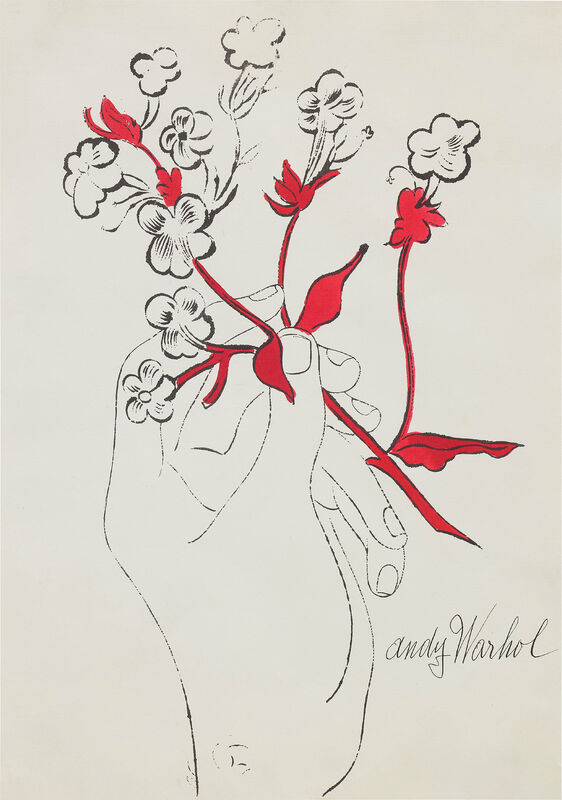 Andy Warhol, ‘Hand with Flowers’, circa 1957, Print, Hand-coloured lithograph on paper, Phillips