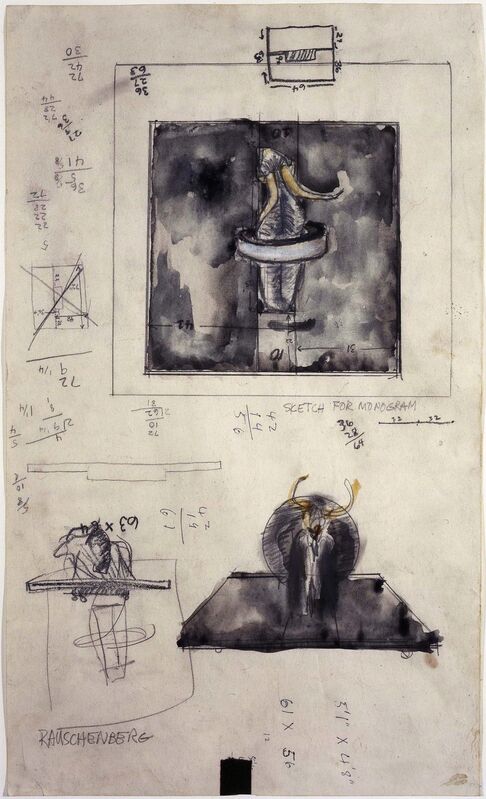 Robert Rauschenberg, ‘Sketch for Monogram’, 1959, Watercolor and graphite on paper, Robert Rauschenberg Foundation