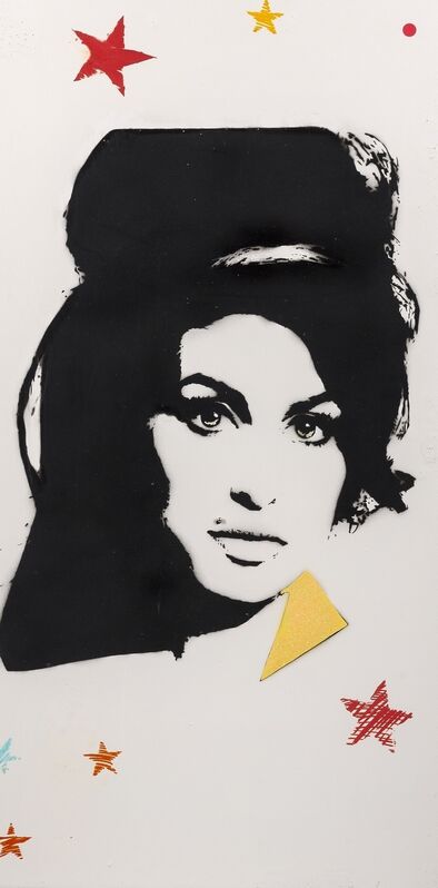 Bambi, ‘Amy Winehouse’, 2008, Mixed Media, Acrylic with paper and metal collage on steel, Forum Auctions