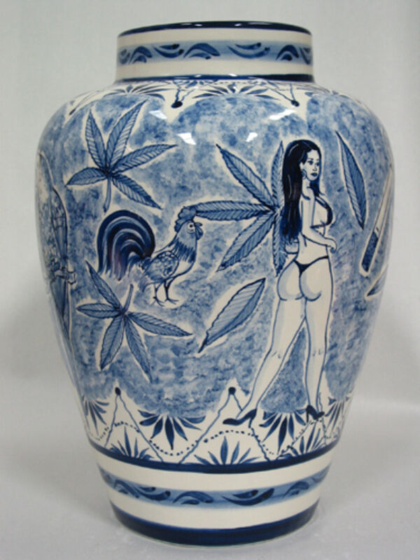 Eduardo Sarabia, ‘A thin line between love and hate 38’, 2005, Design/Decorative Art, Hand-painted ceramic vase, silkscreen box, Museum of Arts and Design