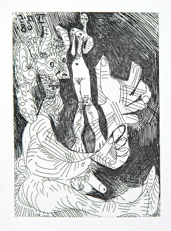 Pablo Picasso, ‘Vieux faune avec une Poupée Vivante’, 1968, Print, Etching and aquatint, Goldmark Gallery