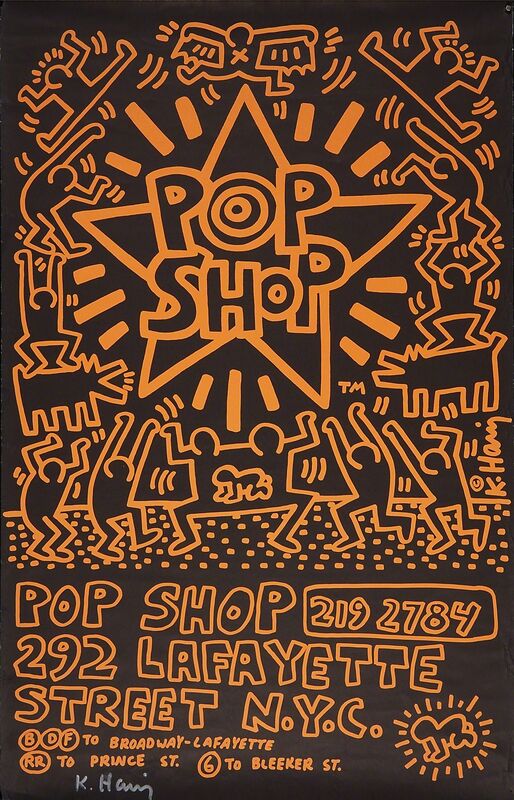 Keith Haring, ‘POP SHOP NYC, Advertising Paste-Up’, 1985, Print, Offset lithograph poster in colors (framed), Rago/Wright/LAMA