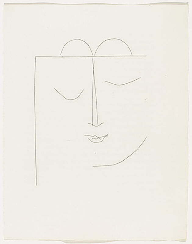 Pablo Picasso, ‘Half-Square Head of a Woman with Closed Eyes and Full Lips (Plate XXVII)’, 1949, Print, Original etching on Montval wove paper, Georgetown Frame Shoppe