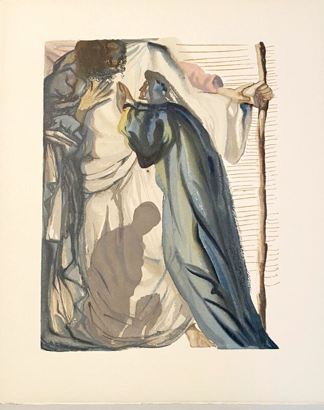 Salvador Dalí, ‘La Divine Comédie - Purgatoire 14 - Un esprit interroge Dante’, 1963, Print, Original wood engraving on BFK Rives paper, Samhart Gallery