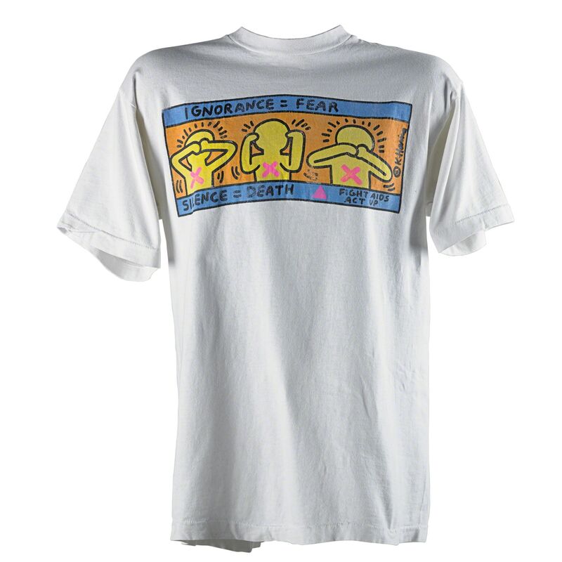 Keith Haring, ‘Ignorance=Fear/Silence=Death/Fight Aids/Act Up’, 1994, Print, Screenprint in colors on Fruit of the Loom cotton T-shirt, Rago/Wright/LAMA