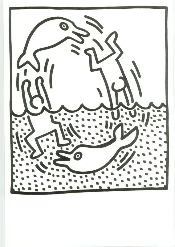 Keith Haring, ‘Lithograph from Lucio Amelio's Artist Haring Book (1983)’, 1983, Print, Lithograph in black and white on paper, RestelliArtCo.