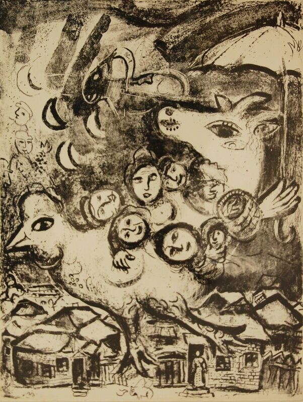 Marc Chagall, ‘In Paris’, 1967, Print, Lithograph printed in black and white on Arches paper, Baterbys