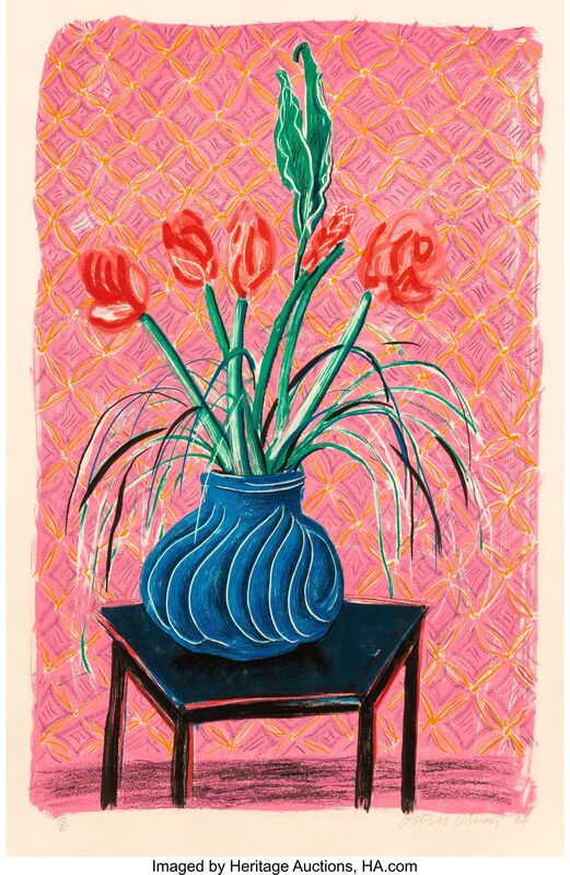 David Hockney, ‘Amaryllis in Vase, from Moving Focus’, 1984, Print, Lithograph in colors on TGL handmade paper, with full margins, Heritage Auctions