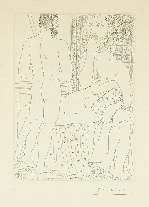 Pablo Picasso, ‘Sculpteur, modèle couché et sculpture, from: La Suite Vollard’, 1933, Print, Etching on Montval laid paper, Christie's