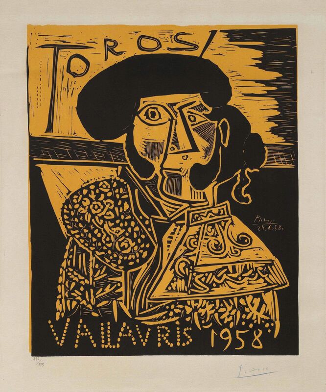 Pablo Picasso, ‘Toros Vallauris’, 1958, Print, Linocut printed in black and orange on Arches wove paper, Christie's